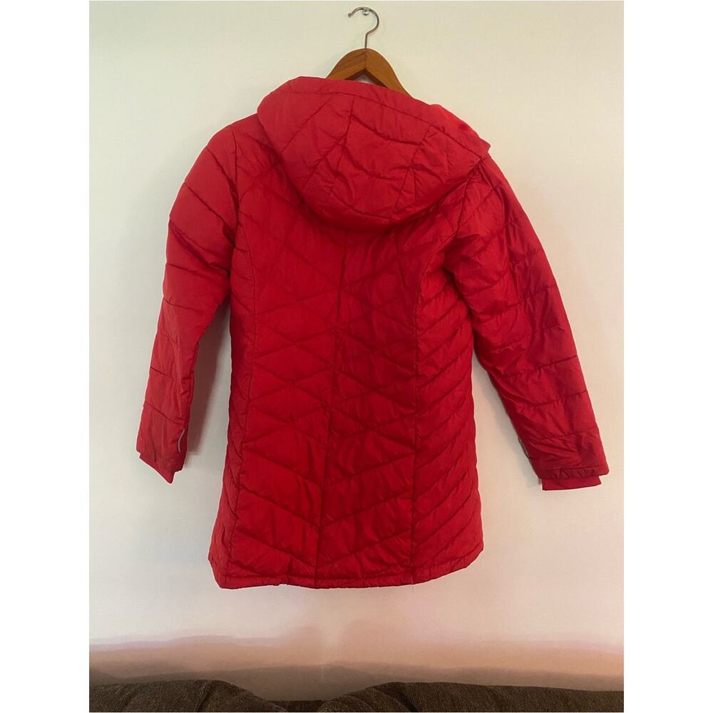 Columbia Red Quilted Hooded Puffer Coat Omniheat Zip Front Women’s XL - Picture 2 of 6